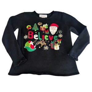 Tiara Vintage 90s Festive Christmas Holiday Embroidered Beaded Sweater Size S